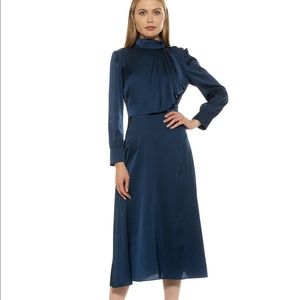 Mock Neck Satin Midi Dress
ALEXIA ADMOR